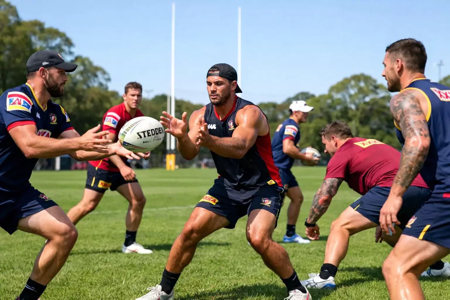 NRL rugby league players in training session
